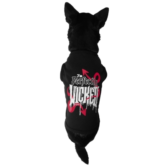 Killstar “I’m Perfectly Wicked” Pet Vest – Black Red White Gothic Jersey Outfit - Picture 1 of 5
